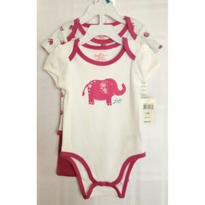 Lucky Brand Elephant Bodysuit Set 3-Piece‎ White Pink 24M